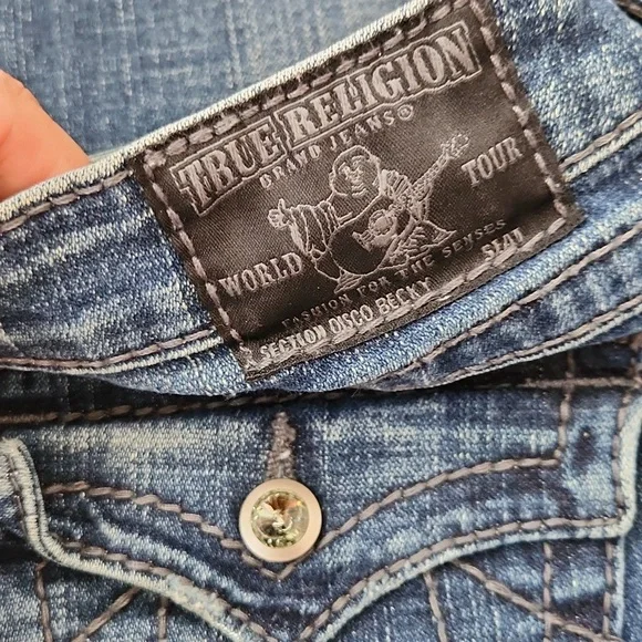 Rare Authentic Disco Becky True Religion Jean's with Diamonds buttons Size 28 - Picture 5 of 5